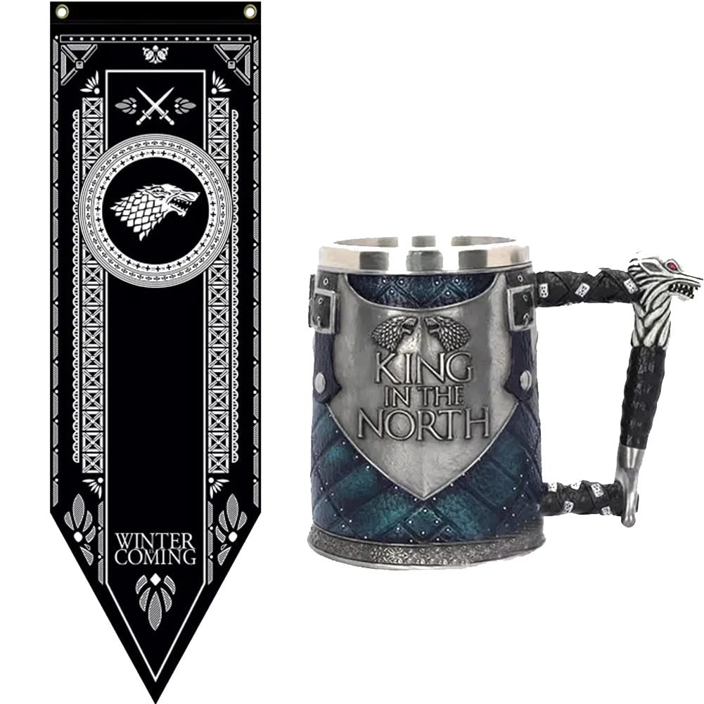 Edgell House - Inspired by GOT Merchandise House Stark Gift Set - GOT House Banner - GOT Sigil Tankard - GOT House Stark Sigil