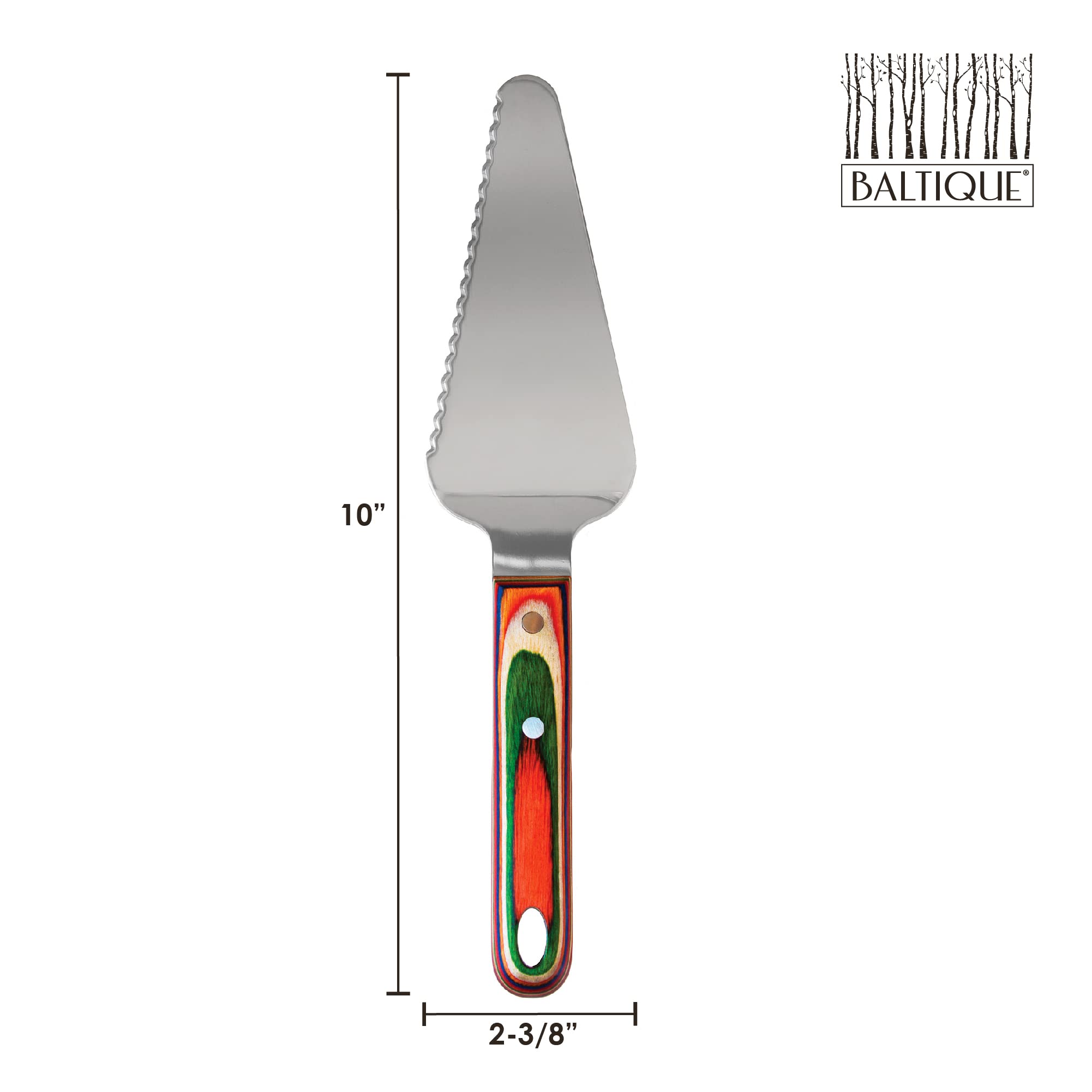 Baltique Marrakesh Collection Cake and Pie Server, Stainless Steel Wedding Cake Knife and Server with Comfortable Wooden Handle