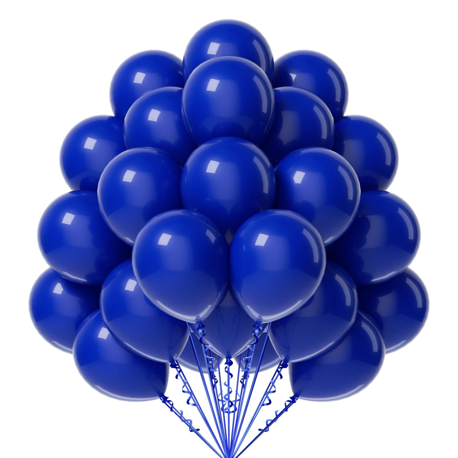 FOTIOMRG Royal Blue Balloons 12 inch, 50 Pack Royal Blue Latex Party Balloons Helium Quality for Birthday Graduation Baby Shower Baseball Nautical Wedding Party Decorations (with Blue Ribbon)