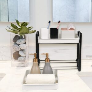 Bathroom Counter Organizer,Goporcelain 2 Tier Countertop Organizer for Bathroom Vanity Tray Kitchen Spice Rack Organizer Shelf Under Sink Storage Organization