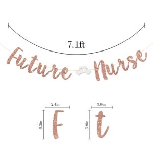 Future Nurse Banner, Nurse Grad Banner, Congrats Nurse RN, Nursing School, Medical College Graduation Party Decorations (Rose Gold Glitter)