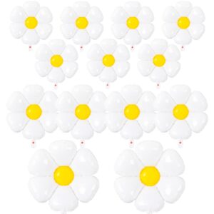 daisy balloons- 14pcs daisy flower foil balloons for one or two groovy party decorations girls daisy themed birthday party baby shower wedding daisy balloons decorations white