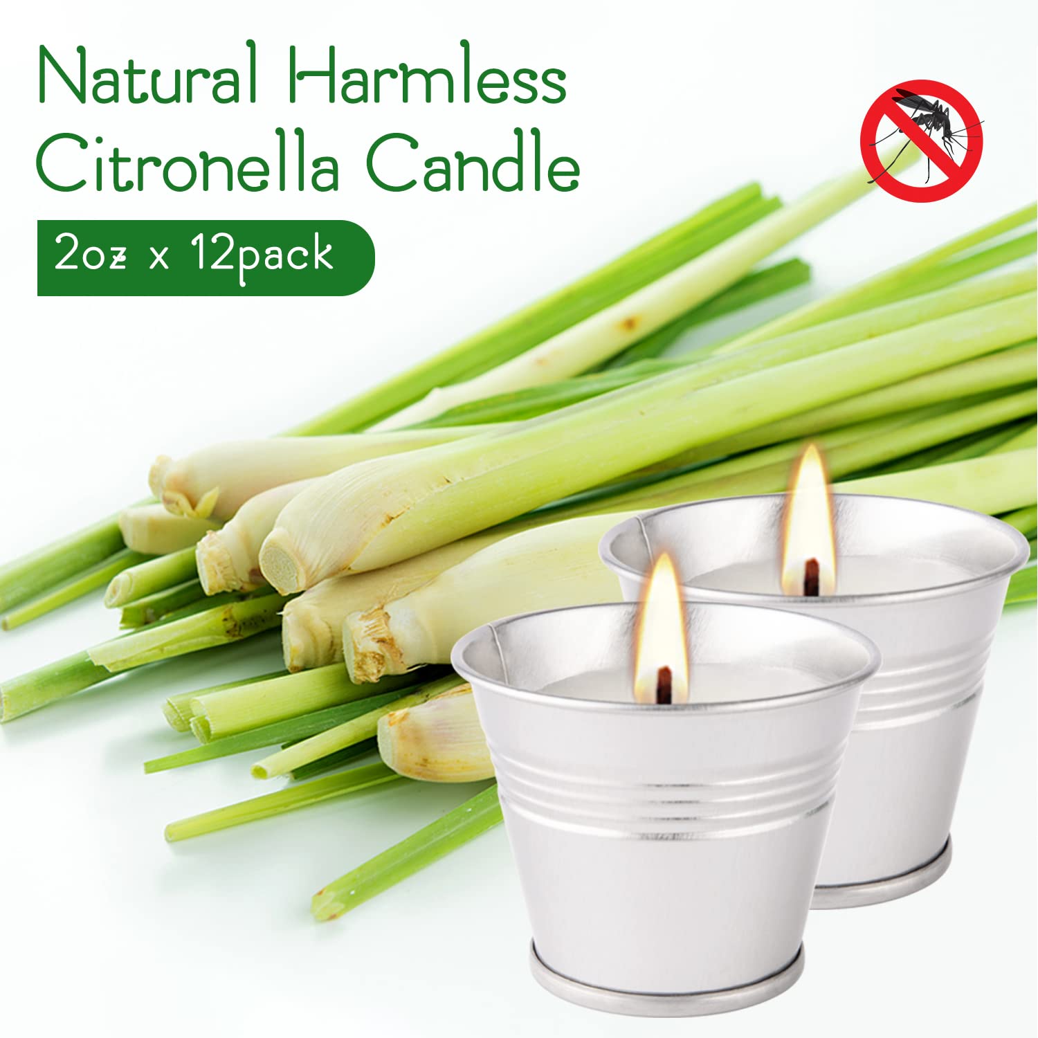 12 Pack Citronella Candles Outdoor 2.0oz Soy Wax Candles in Small Buckets for Home Patio Porch