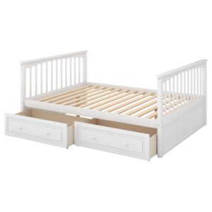 Merax Full-Over-Full Bunk Bed, Solid Wood Full Size Bunk Bed with Two Storage Drawers, Convertible Bunk Bed Can be Converted Into Two Full Size Daybeds (White)