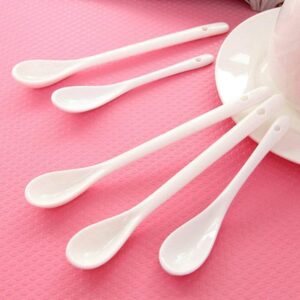 pizarra 5PCS White Porcelain Egg Spoons Ceramic Spoons Coffee Spoon Dessert Spoon Dip Serving Spoon