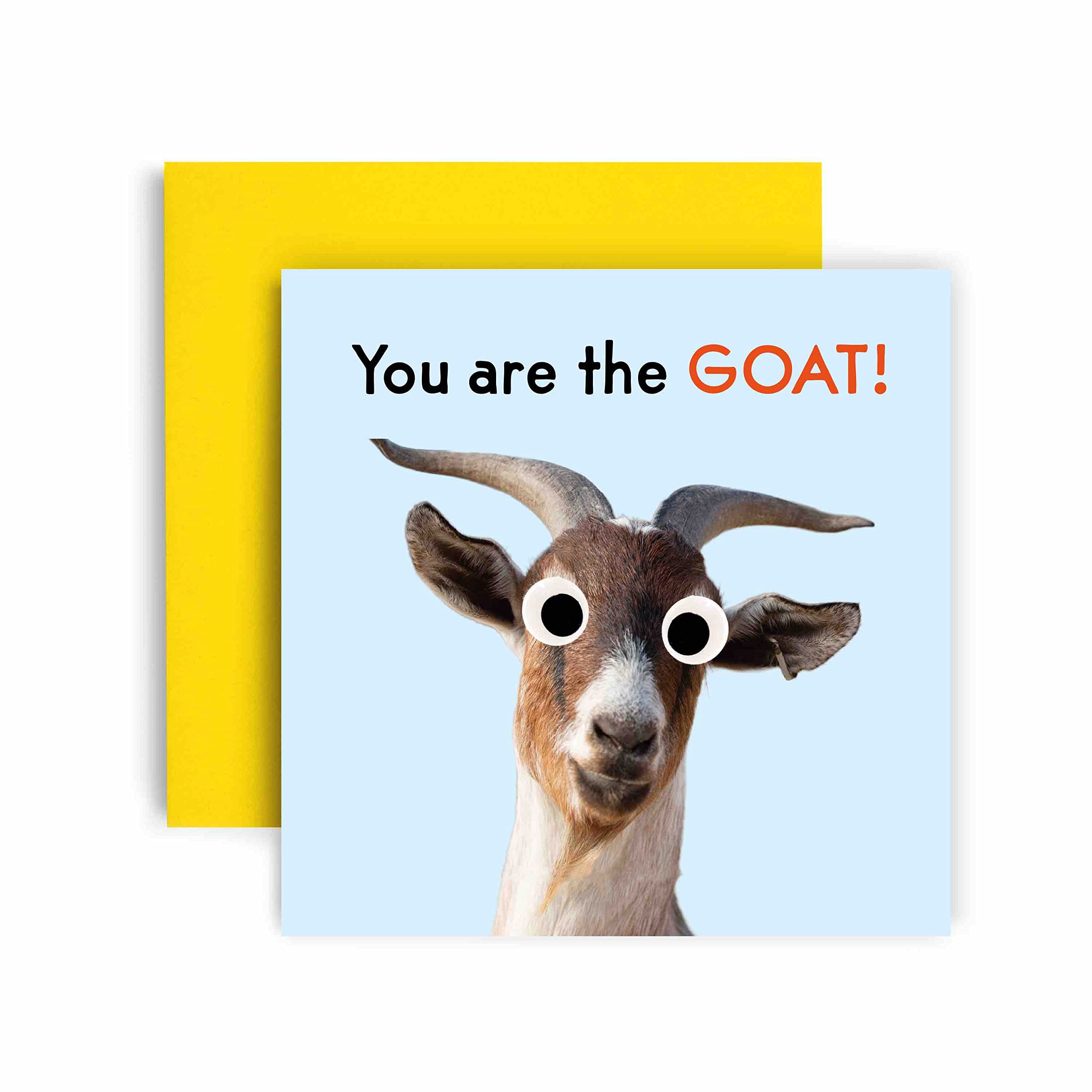 Huxters Birthday Cards for Men - You're the GOAT Funny Birthday Card for him Friend - Funny Birthday Day Card for Best Friend Fun Happy Birthday - 14.8cm (You GOAT Blue)