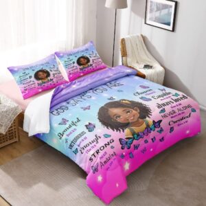 GRAT TIOC Black Girl Comforter Set Twin for Kids Teens,God Says You are Comforter Set for Black Women,Black Girl Magic Bedding Set,African American Girl Bed Bedroom Set