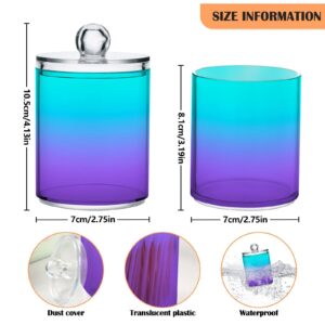 Bright Turquoise Purple Qtip Dispenser Apothecary Jars Bathroom Qtip Holder Storage Canister Plastic Jar 10 Oz for Cotton Ball Swab Round Pads Floss 4pcs