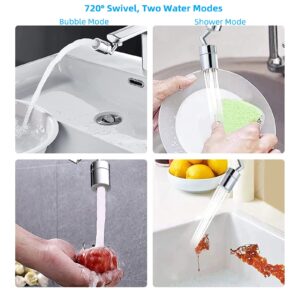 Faucet Extender for Bathroom Sink,720 Degree Swivel Sink Faucet Aerator for Kitchen, 2- Modes Bathroom Faucet Attachment,Swivel Faucet Attachment for Kitchen Sink,Sink Faucet Sprayer Attachment