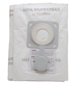 dustless technologies hepa wunderbag (12-18 gallon) -shop vac universal high capacity pre-filter bags for wet dry vacuums, 2 pack. commercial, contractor, professional, and home use. wet and dry vac