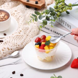 Stainless Steel Leaf Coffee Spoon and Appetizer Fork Tableware Dessert Spoon Mini Dessert Utensils Set Creative Demitasse Spoons and Forks for Stirring, Fruit, Cake, Coffee, Tea(Silver, 40 Pieces)