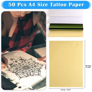 50 Sheets Tattoo Transfer Paper, Cridoz Tattoo Stencil Paper for Tattooing, Transfer Paper for Tattooing, A4 Size 8 1/4" x 11 3/4"