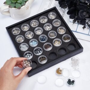 PH PandaHall 25 Grids Diamond Gemstone Display Box, Round Storage Box Clear Small Round Plastic Containers Box with Lid Jewelry Organizer Container for Nail Rhinestone Crystal Small Items, Jewelry