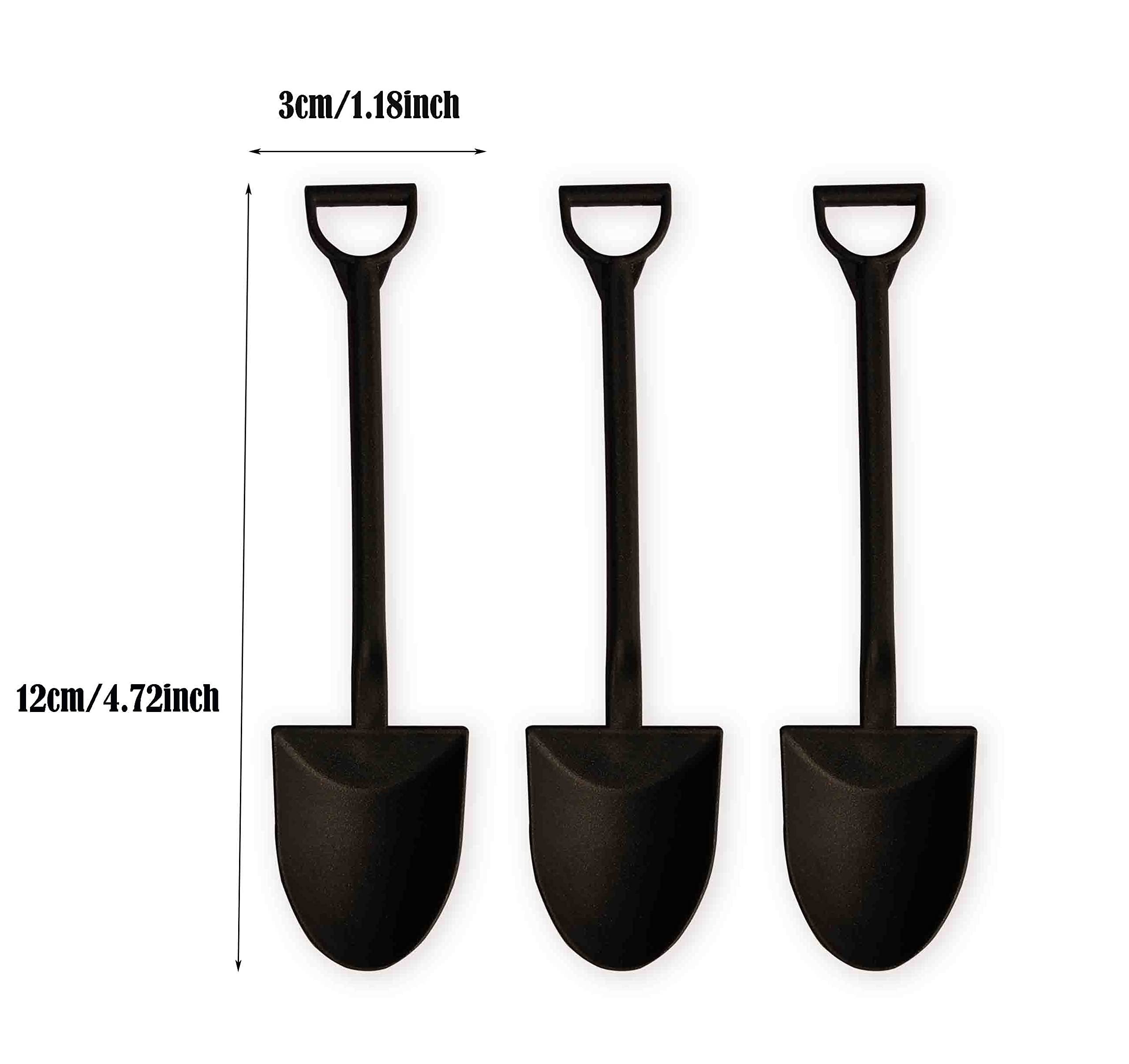 QWloog Magzipo Mini Shovel Shape Spoons,Disposable Plastic Dessert Spoon,Black(100)