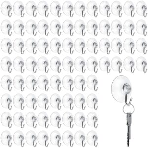 mudder suction cup hooks wall hooks 1.77 inch clear suction cups with metal hooks for window glass kitchen wall towel hooks hangers supplies for christmas light decorations(80 pieces,30 mm)