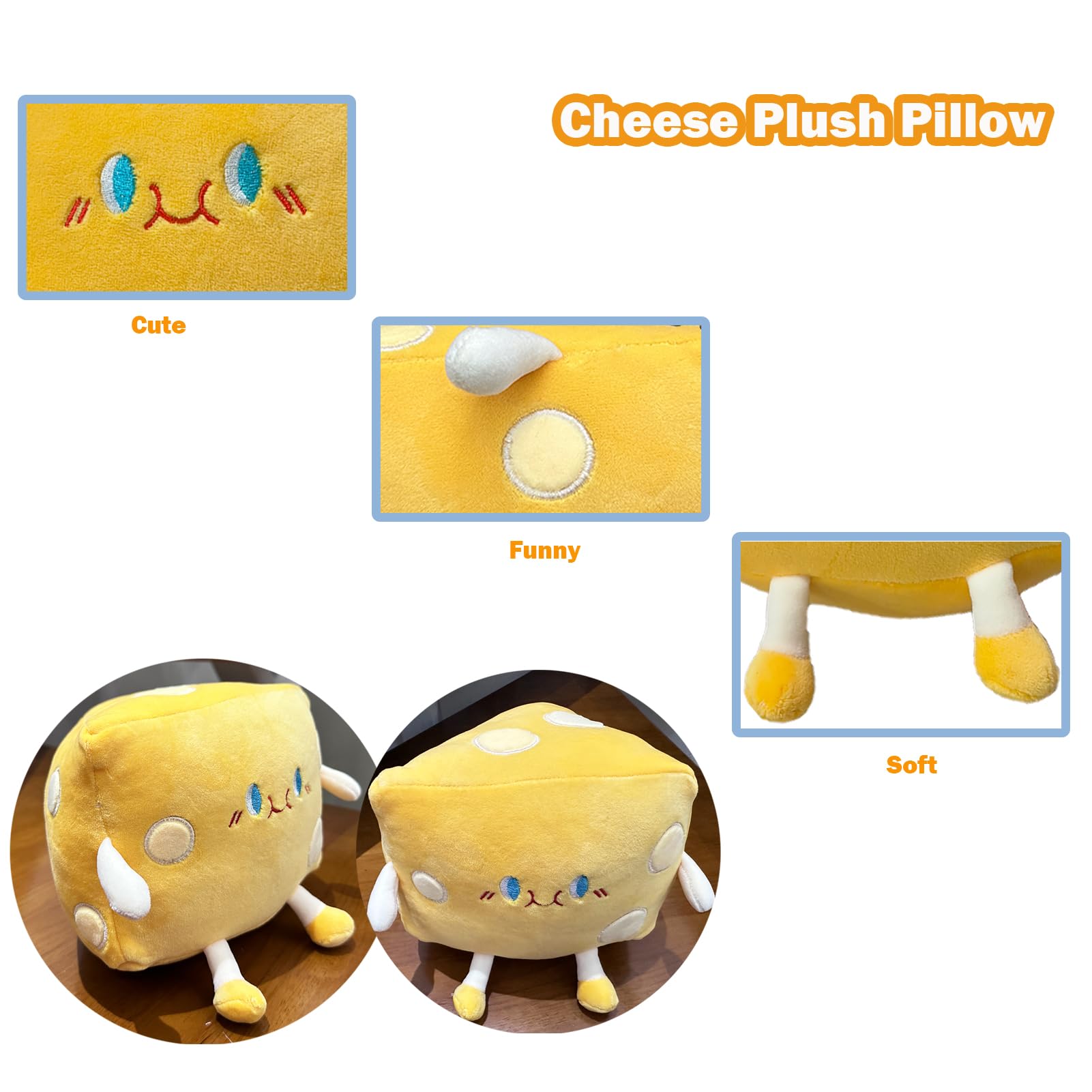 Goylmc Cheese Stuffed Toys - Food Bread Plush Pillow - Home Decoration Christmas Birthday Gift for Kids Boys Girls (Small)