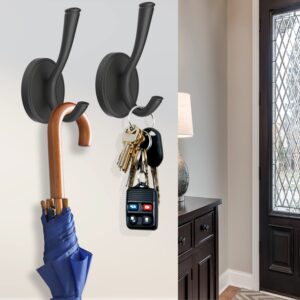 TOFIIGREM Black Wall Hooks Towel Hook, Thick Aluminum Alloy Heavy Duty Coat Hooks for Hanging Key Robe Hat Backpack, Wall Mount Hooks Bathroom Kitchen Garage Hooks(3 Pack, Matte Black)