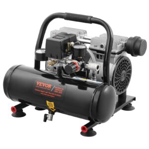 vevor 4.8 gallon air compressor, 1.2hp 2.2 cfm@90psi oil free air compressor tank & max. 116psi pressure, 70 db ultra quiet compressor for auto repair, tire inflation, spray painting, woodwork nailing