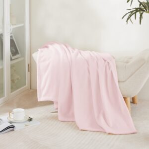 NICETOWN Pink Fleece Throw Blanket for Couch Sofa, Soft Fuzzy Plush Kids Blanket, Luxury Flannel Lap Blanket, Super Cozy and Comfy for Fall Winter (Pink, 50" x 60")