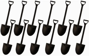 qwloog magzipo mini shovel shape spoons,disposable plastic dessert spoon,black(100)