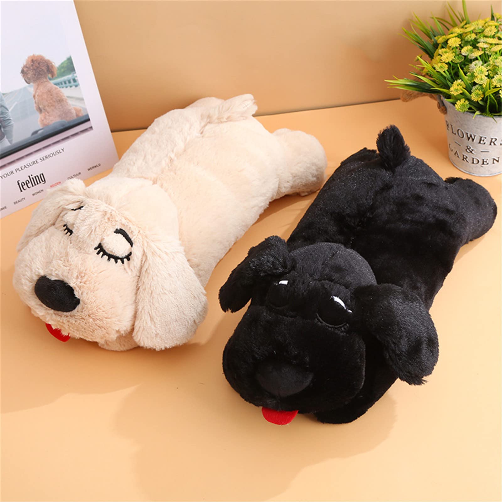 3T group Puppy Heartbeat Stuffed Animal for Dogs,Heartbeat Puppy Toy,Heartbeat Plush Dog Toys for Puppy Sleep Aid,Dog Heartbeat Toy for Anxiety Relief,Heartbeat Calming Pillow Puppy Toys(Black)