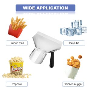 Joyangy French Fry Popcorn Scoop Scooper, Stainless Steel Popcorn Scoop, Quick Fill Tool for Chip Popcorn Bagger Bags, Multipurpose Utility Scooper for Popcorn Machine Ice Candy Snacks Desserts