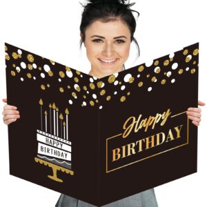 idealmuzik jumbo birthday card, giant birthday party greeting card, extra large guest book message greeting cards,big birthday gifts card for women men,happy birthday party decorations supplies,14×22