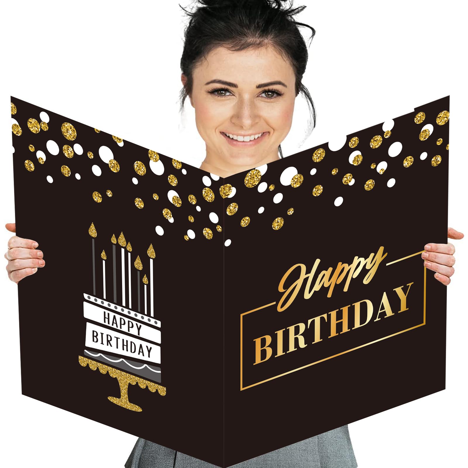 Idealmuzik Jumbo Birthday Card, Giant Birthday Party Greeting Card, Extra Large Guest Book Message Greeting Cards,Big Birthday Gifts Card for Women Men,Happy Birthday Party Decorations Supplies,14×22