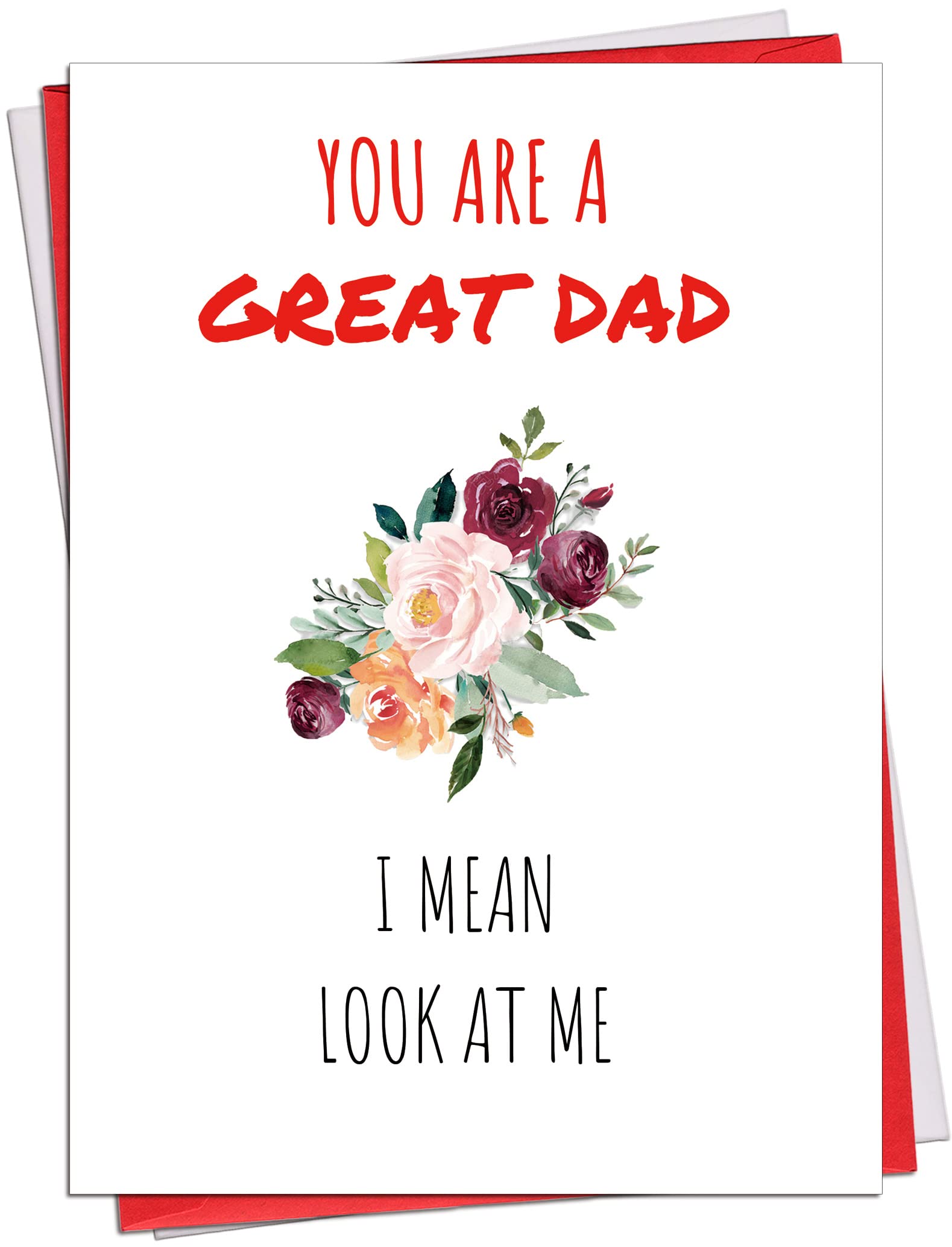 Ikassong Funny Card for Dad Birthday Father's Day 5.3 x 7.6 with 2 Envelopes