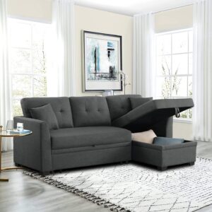 Sleeper Sofa, Sofa Bed for Living Room Grey Small Sleeper Sectional Pull Out Bed Couch