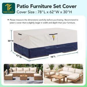 Time Forest Patio Furniture Set Cover Waterproof, Outdoor Garden Yard Balcony Sectional Sofa Set Cover 600D Oxford Heavy Duty, Lawn Table and Chair Set Cover, 98" L x 78" W x 32" H