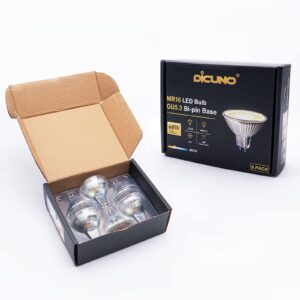 DiCUNO MR16 LED Bulb Dimmable, 60W Equivalent, 4000K Natural White, GU5.3 Base Bulb 6W, 40 Degree Beam Angle, 650LM, 12V AC/DC, Landscape Light Bulb Spotlight Lighting, 6 Pack