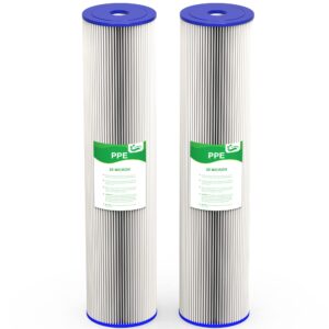 vegebe 20 micron 20-inch whole house water filter replacement cartridge, pleated sediment water filters 4.5" x 20" for well water, compatible with ecp5-20bb, r30-20bb, s1-20bb, spc-45-2020, 2 pack