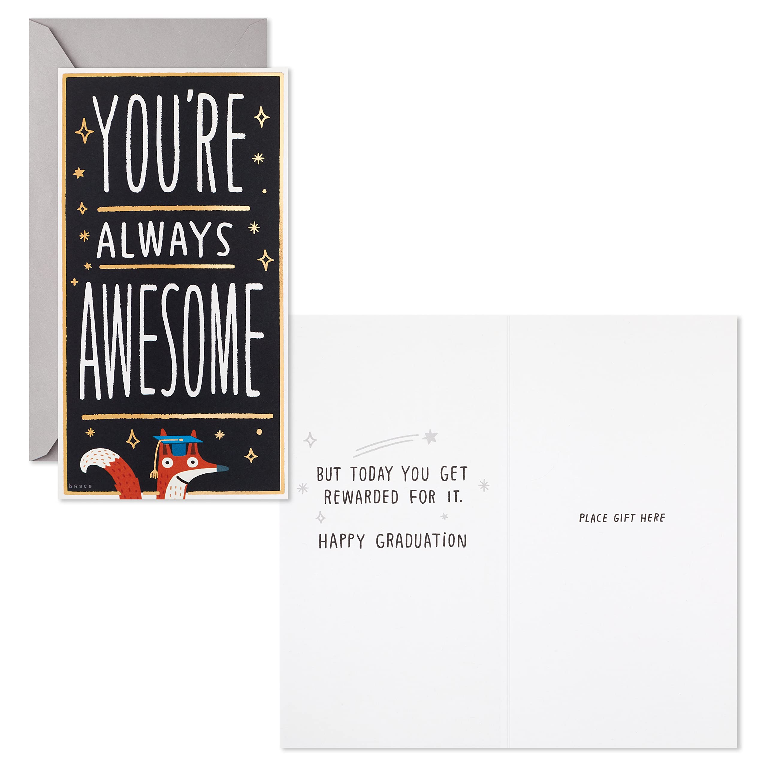 Hallmark Shoebox Funny Graduation Gift Card Holders or Money Holders, You're Always Awesome (6 Cards with Envelope)