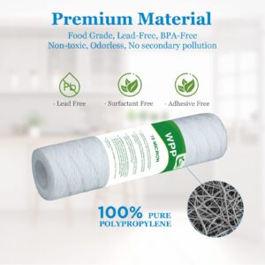 VEGEBE 10 Micron String Wound Whole House Water Filter 10" x 2.5", 10-inch Universal Sediment Pre-Filters for Well Water, Replacement Cartridge for FXWSC, CW-F, CW-MF, 1SS, W5W, AO-WH-PRE-R2, 6-Pack