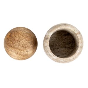 Creative Co-Op Modern Marble Canister with Wood Lid, Natural