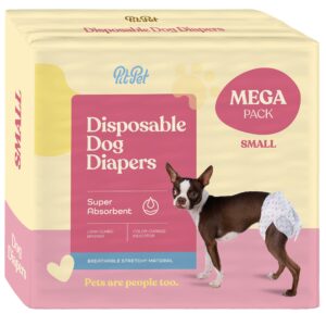 comfortable female dog diapers - 12-pack super absorbent disposable doggie diapers - flashdry gel technology & wetness indicator - leakproof diapers for dogs in heat, excitable urination, incontinence