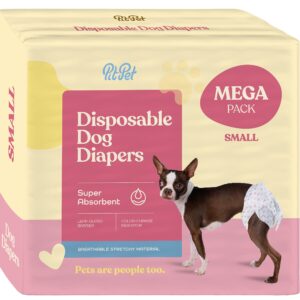 Comfortable Female Dog Diapers - 12-Pack Super Absorbent Disposable Doggie Diapers - FlashDry Gel Technology & Wetness Indicator - Leakproof Diapers for Dogs in Heat, Excitable Urination, Incontinence