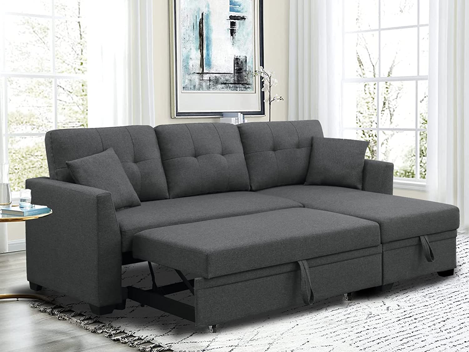 Sleeper Sofa, Sofa Bed for Living Room Grey Small Sleeper Sectional Pull Out Bed Couch