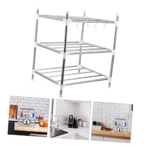 COLLBATH 1pc Kitchen Storage Rack Adjustable Stainless Steel Accessories