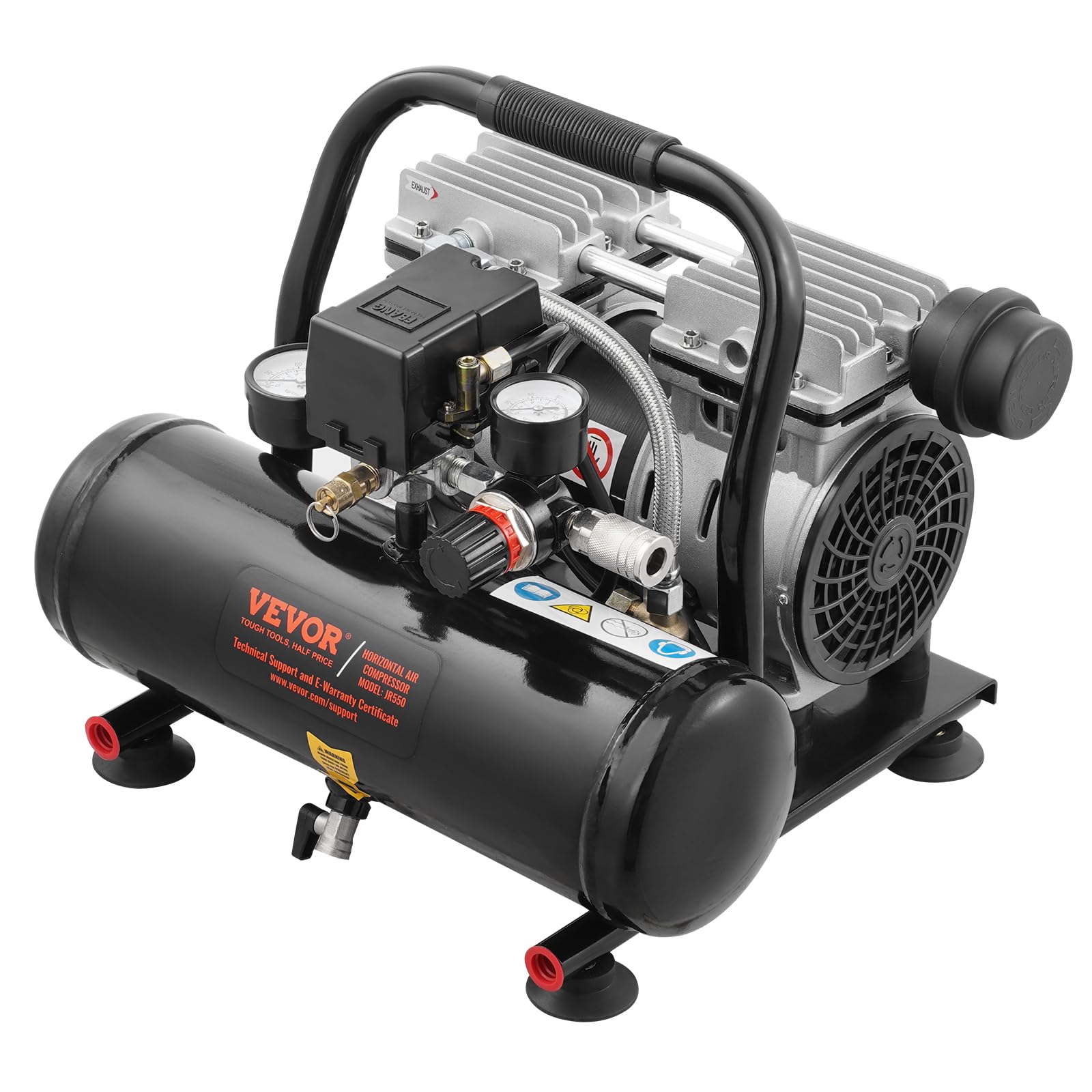 VEVOR 4.8 Gallon Air Compressor, 1.2HP 2.2 CFM@90PSI Oil Free Air Compressor Tank & Max. 116PSI Pressure, 70 dB Ultra Quiet Compressor for Auto Repair, Tire Inflation, Spray Painting, Woodwork Nailing