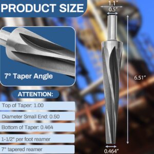 7 Degree Ball Joint Tapered Reamer,6542 High-Speed Tool Steel Tapered Ball Joint Reamer, Tapered Reamer Tie Rod For 1-1/2" Per Foot