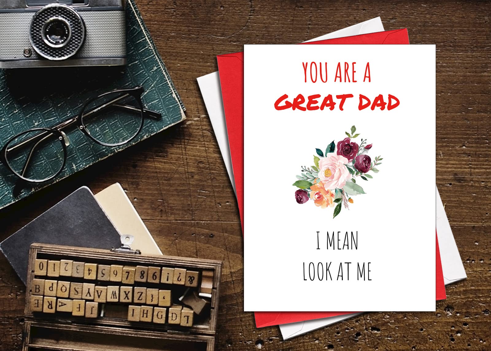 Ikassong Funny Card for Dad Birthday Father's Day 5.3 x 7.6 with 2 Envelopes