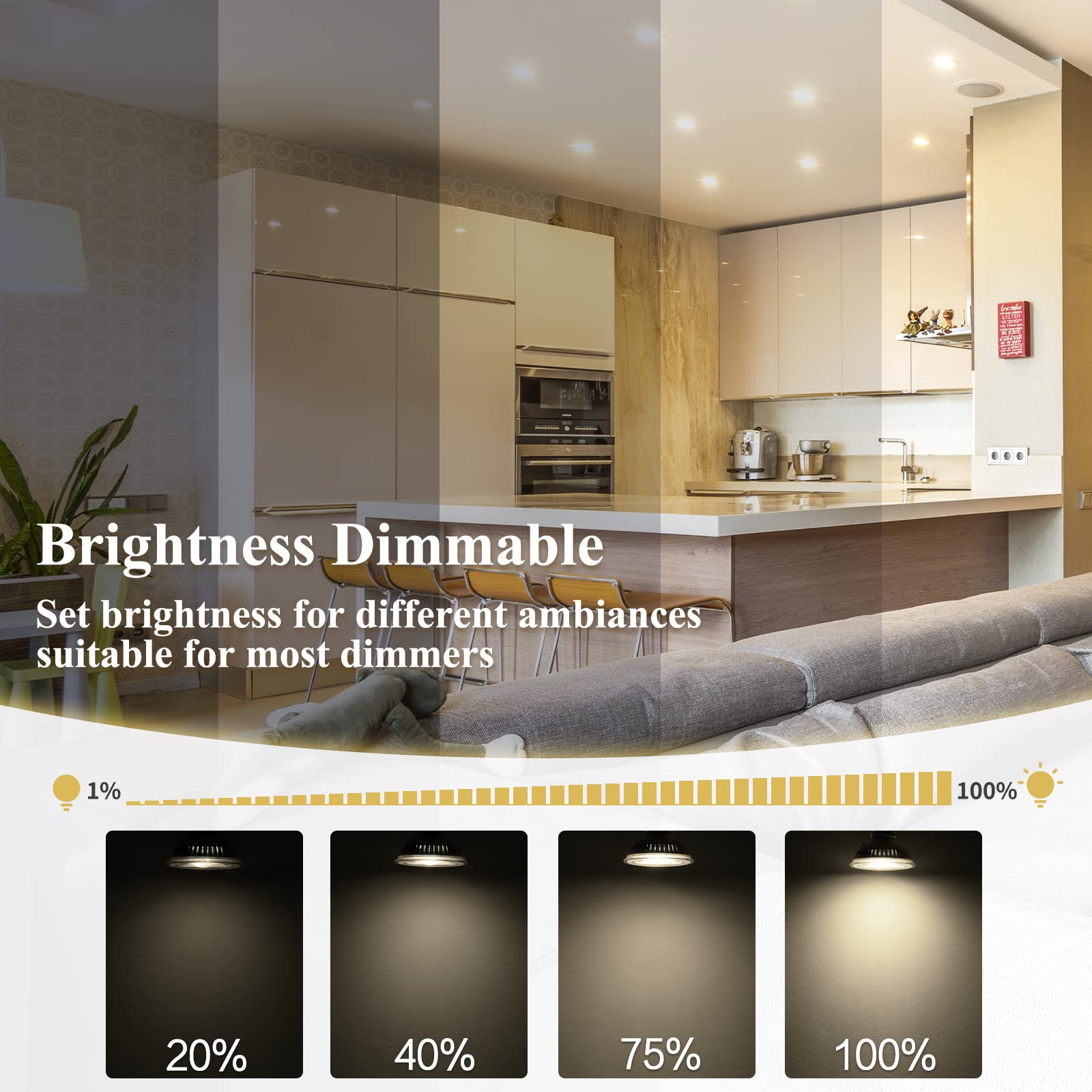 DiCUNO MR16 LED Bulb Dimmable, 60W Equivalent, 4000K Natural White, GU5.3 Base Bulb 6W, 40 Degree Beam Angle, 650LM, 12V AC/DC, Landscape Light Bulb Spotlight Lighting, 6 Pack