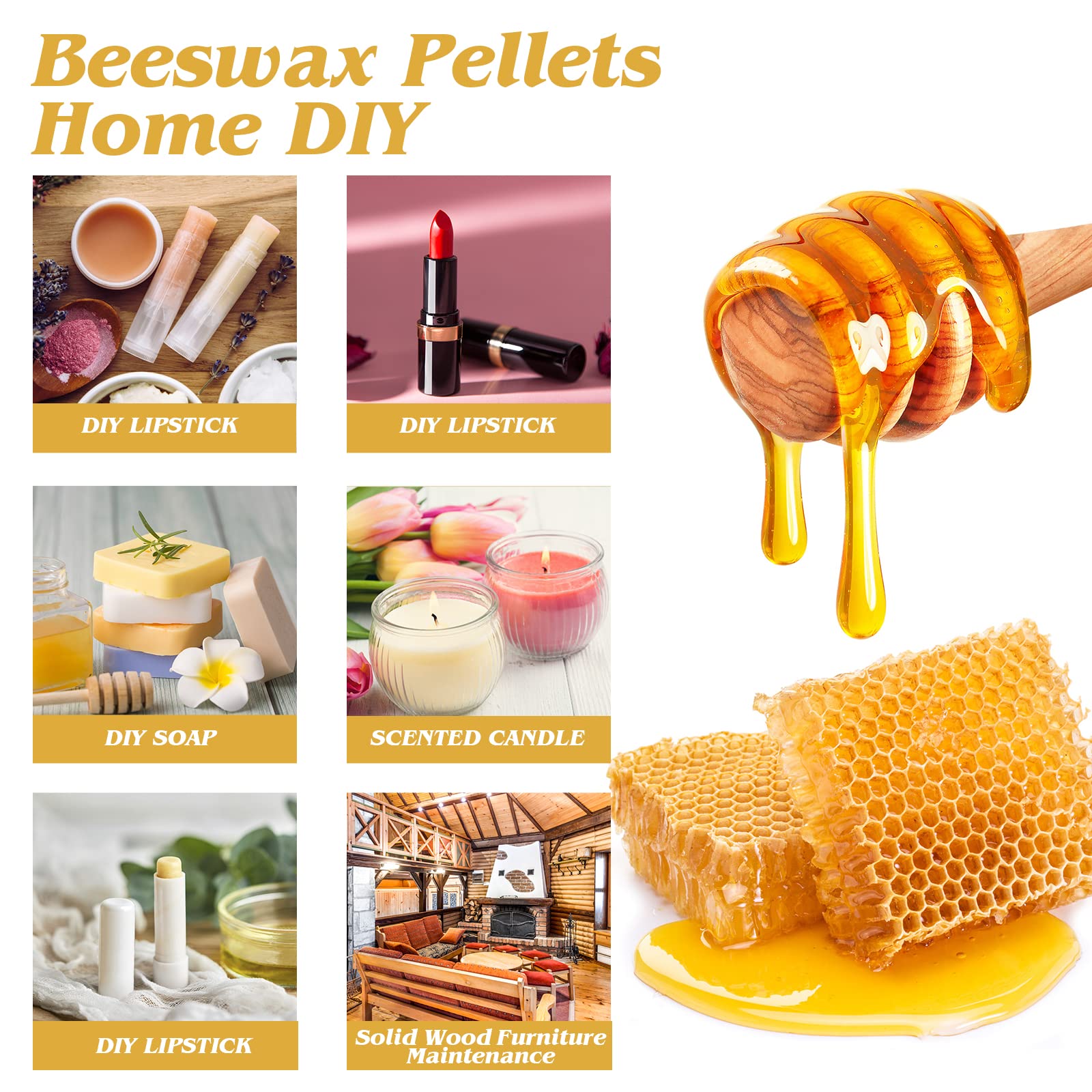 Beeswax Pellets 10LB Cosmetic Beeswax Triple Filtered Beeswax Pastilles for Candle Making Great for DIY Projects Creams Lotions Lip Balm and Soap Making Supplies(10LB)