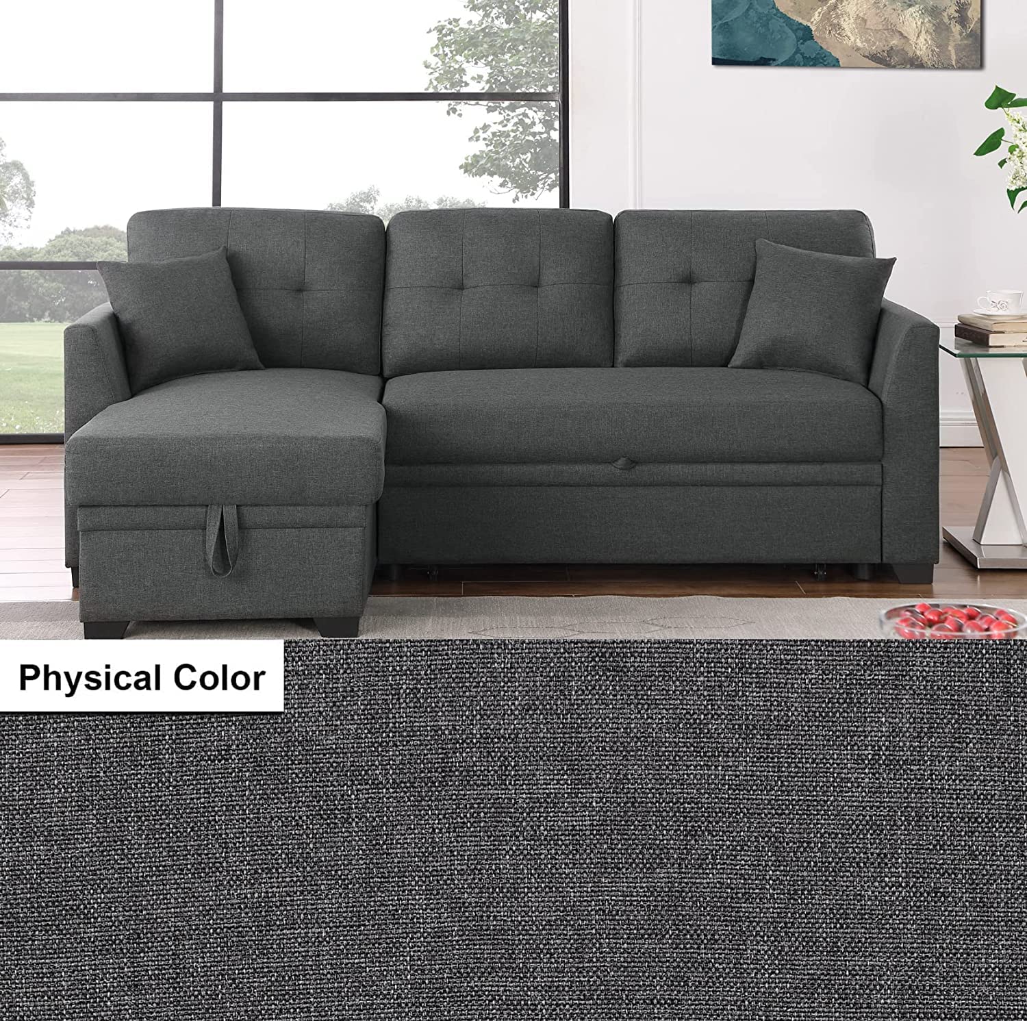 Sleeper Sofa, Sofa Bed for Living Room Grey Small Sleeper Sectional Pull Out Bed Couch