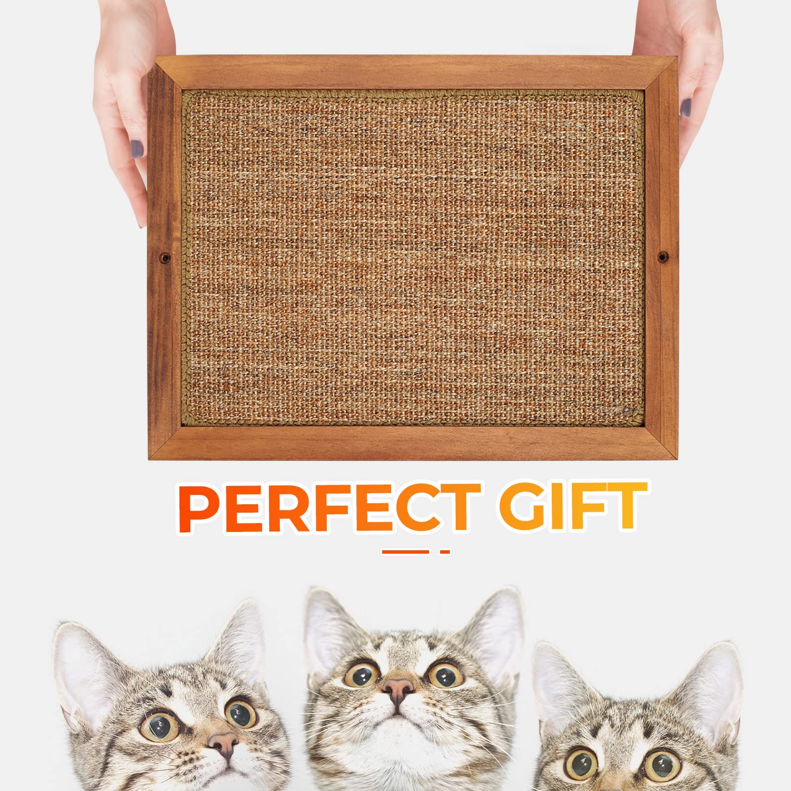 2PCS Cat Scratching Post - BXL, Natural Wooden Sisal Cat Wall Scratcher, Floor or Wall Mounted Vertical Cat Scratch Pad for Indoor Cats Adults or Kittens, Cat Wall Furniture Protector