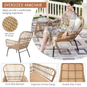 RADIATA Boho Patio Furniture Sets Outdoor Conversation Wicker Bistro Sectional Sofa and Chair Sets for Backyard, Porch, Deck, Garden (7pcs)