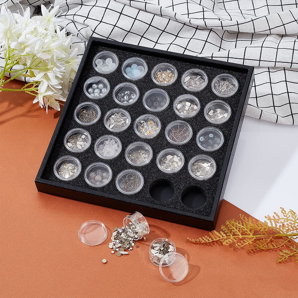 PH PandaHall 25 Grids Diamond Gemstone Display Box, Round Storage Box Clear Small Round Plastic Containers Box with Lid Jewelry Organizer Container for Nail Rhinestone Crystal Small Items, Jewelry