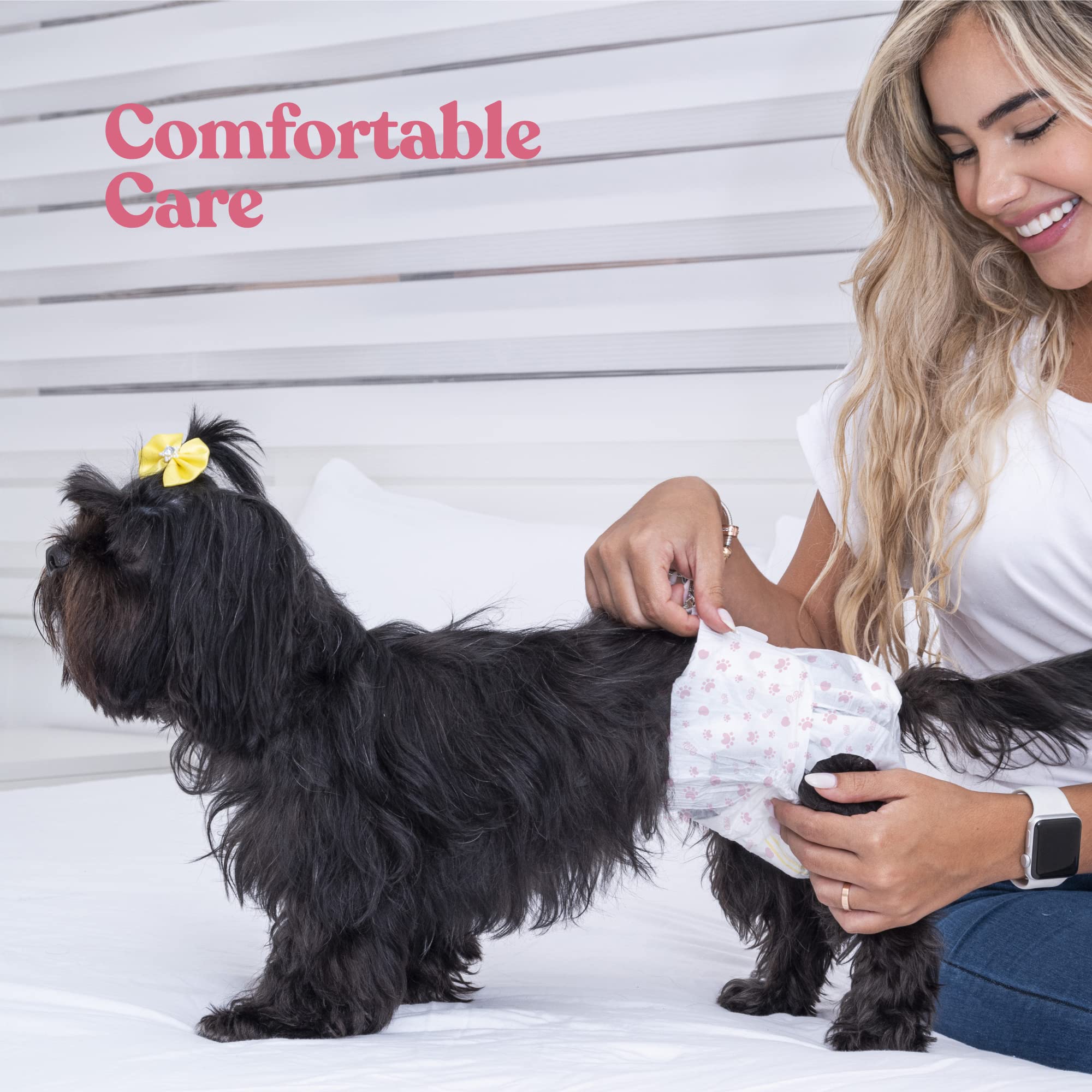 Comfortable Female Dog Diapers - 12-Pack Super Absorbent Disposable Doggie Diapers - FlashDry Gel Technology & Wetness Indicator - Leakproof Diapers for Dogs in Heat, Excitable Urination, Incontinence